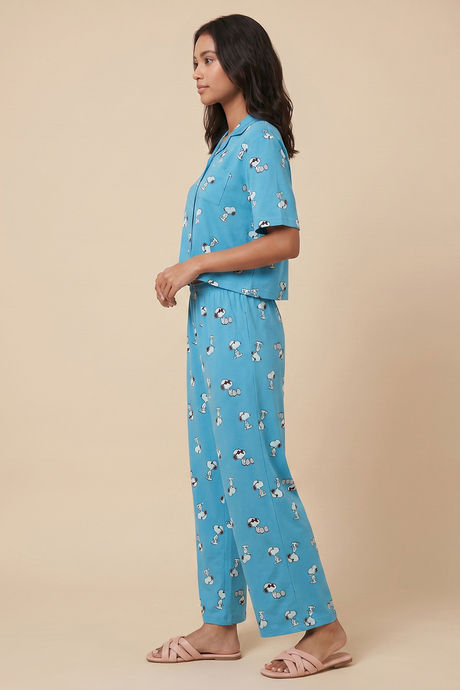 Zivame Peanuts Knit Cotton Loungewear Set - Bachelor Button — image 4